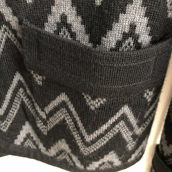 Halogen by Nordstroms Wool Acrylic Knit Blazer Style Cardigan Sweater Blk Gry S - Picture 4 of 11